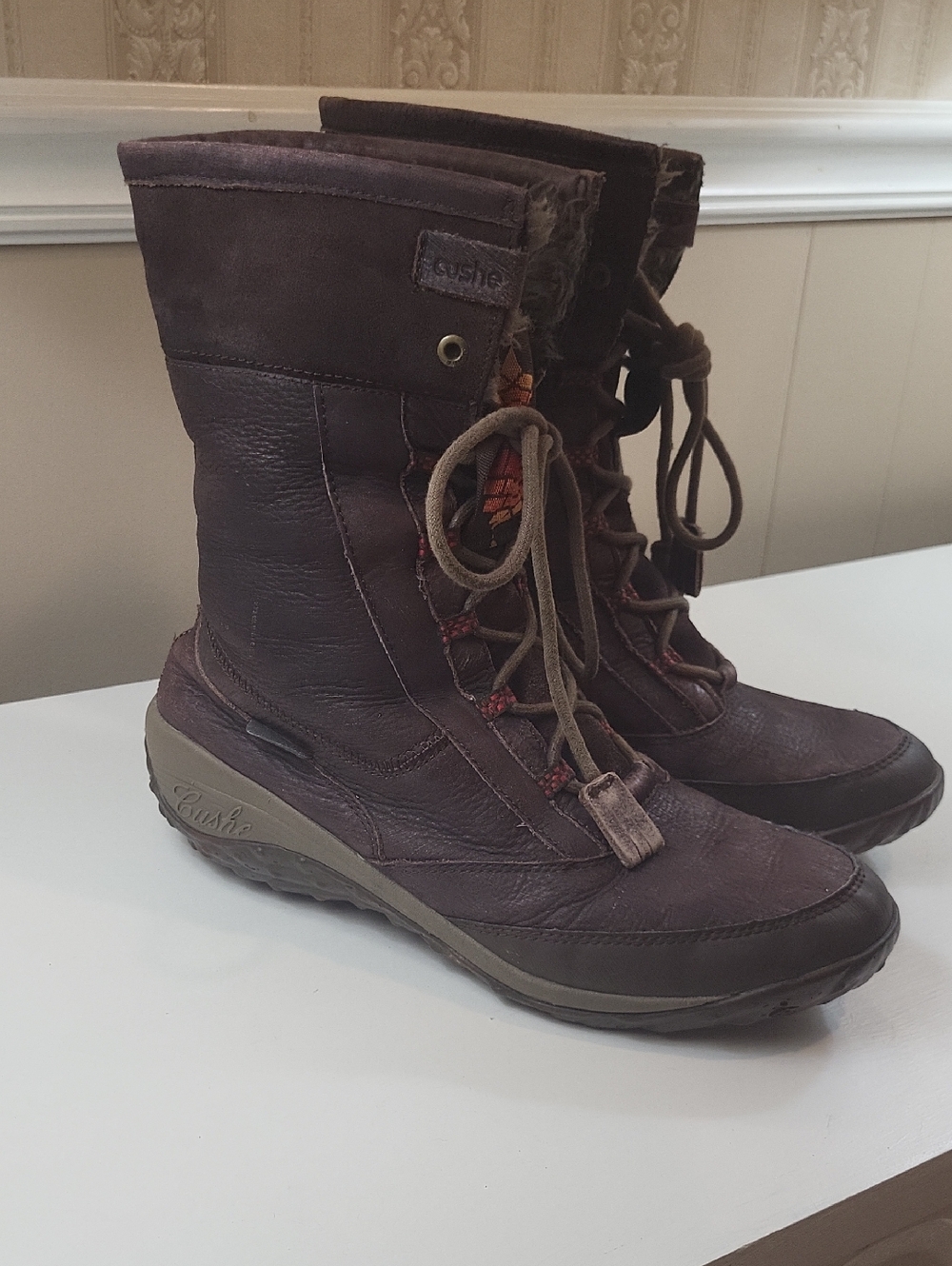 CUSHE AZTEC Women's Brown Lace-Up Waterproof Boots, Size 10